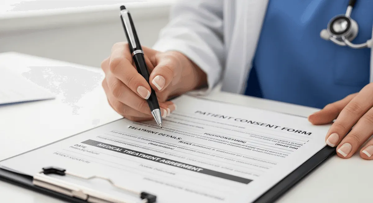 Medical consent form on a clipboard
