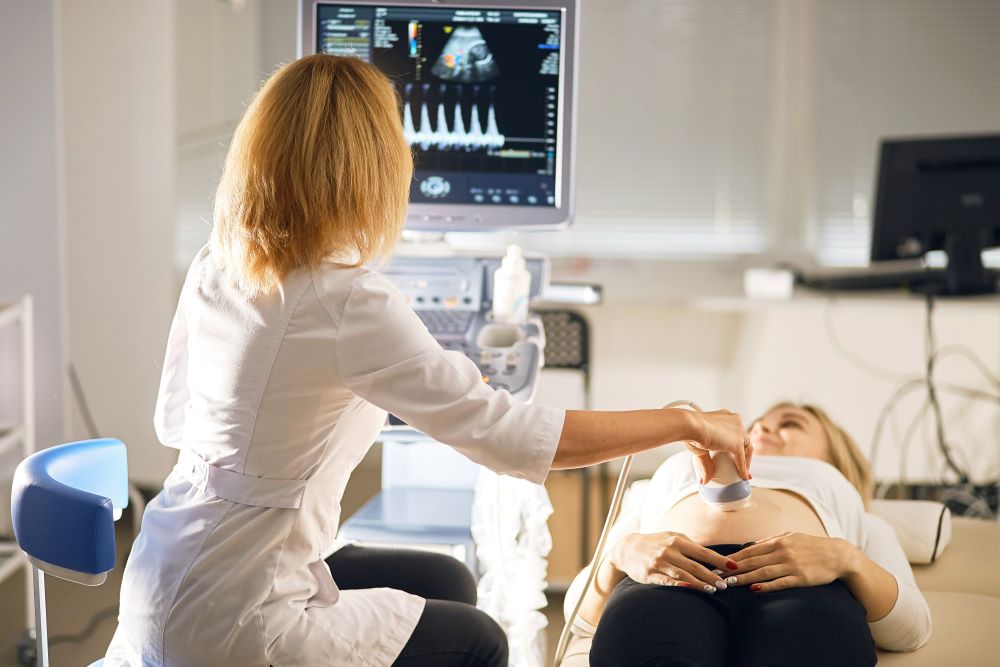 doctor is checking the baby's organs